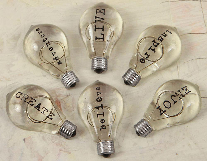 Набор декоративных лампочек Junkyard Findings Vintage Trinkets-Typo Bulbs 2 от Prima